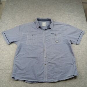 MO7 Shirt Mens 5XL Blue Stripe Button Front Short Sleeve Casual Workwear